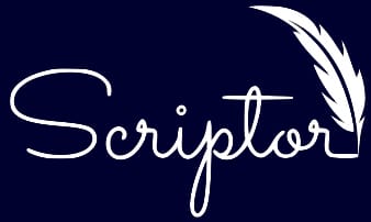 Scriptor-White-on Dark Blue